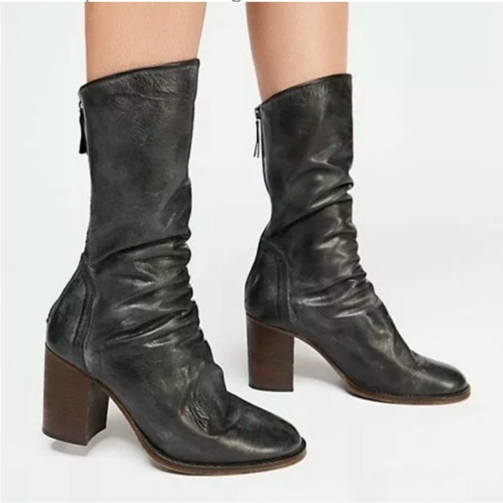Free People Black Elle Leather Boots Size 11